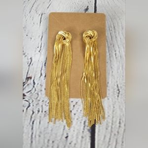 Gold Knot Tassle Earrings